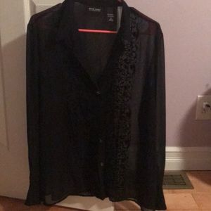 Women’s sheer black long sleeve shirt